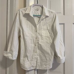 J.Crew Classic Fit White Button Down Shirt Cotton Long Sleeve Large L